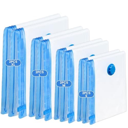 Vihoom Vacuum Storage Bags 8 Pack, Vacuum Pack Bags for Clothes and Travel