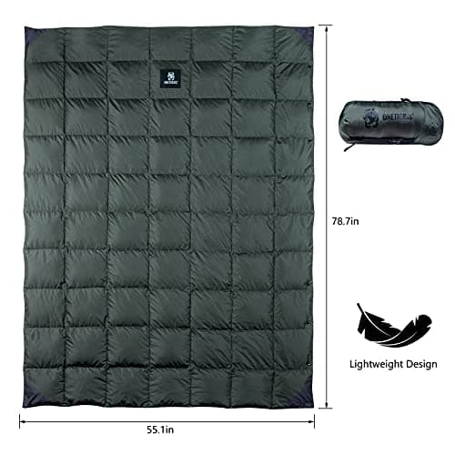 OneTigris Down Camping Blanket for Cold Weather Packable Puffy Backpacking Lightweight Quilt Hiking Gardening Travel Beach Picnic — view 2