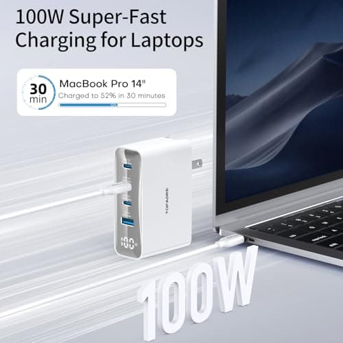 100W USB C Travel Charger, 4-Ports Foldable Travel Adapter Plug Converter with UK/EU/AU Plugs,Fast Charging for Macbook Pro/Air,for iPad Pro/iPhone 16/15 Pro Max, for Galaxy S24 S23, White — view 2