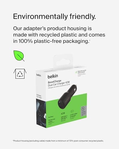 Belkin BoostCharge Dual Car Charger 42W w/Fast Charge USB-C 30W PPS & 12W USB-A Ports for Apple iPhone 16/16 Pro/16 Plus/16 Pro Max, iPhone 15, 14, 13, 12 Series, Samsung Galaxy S24, & More - Black — view 6