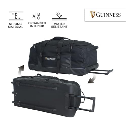 Guinness Extra-Large Wheeled Holdall 80cm – Travel Duffel Bag with 3 Wheels & Telescopic Handle | Spacious Luggage for Travel, Sports, Camping & Road Trips | Official Guinness Design — view 5