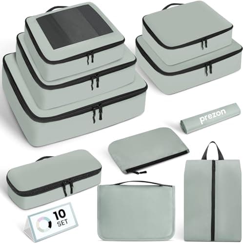 Prezon Packing Cubes for Suitcase 10 Set, Lightweight Luggage Packing Organizers Packing Cubes for Travel Accessories - Mint