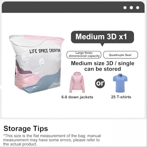 Vacuum Storage Bags, Vacuum Pack Bags for Clothes, No Pump Needed Space Saver Bags for Duvets, Bedding and Blankets, Reusable Compression Storage Bags for Home Organisation (70x50x30cm, 3PCS) — view 6