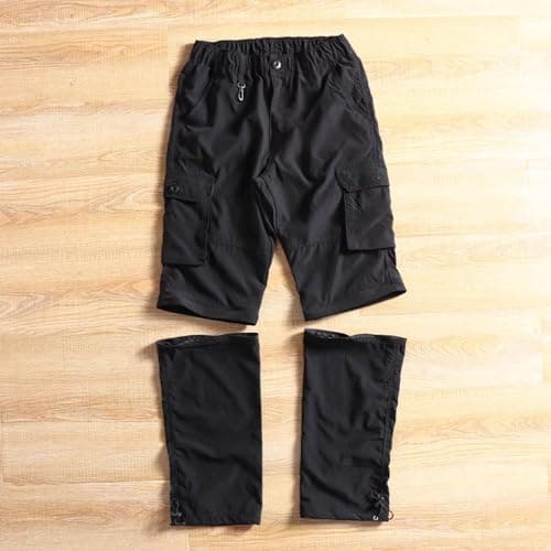 Men's Convertible Cargo Pants with Detachable Legs, Straight Fit for Hiking and Travel, Lightweight and Breathable for Spring Summer Autumn, Multi-Pocket Design for Everyday Utility (Black, XXXXL) — view 4