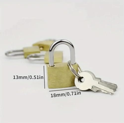 Padlocks with Keys 20mm Mini Padlock for Locker Suitcase Luggage Tool Box Jewellery Box Cupboard Travel Bags Backpack Computer Bag Locks Outdoor Small Security Lock Solid Brass Gold Body (Pack of 3) — view 2