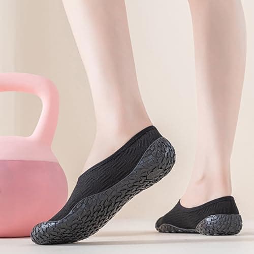 Barefoot Shoes, Treadmill Shoes, Women's Treadmill Shoes, Lightweight Socks, Comfortable Indoor Shoes, Comfortable for Travel and Dancing, Black, 5 UK — view 3