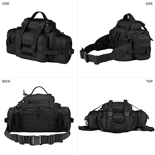 Huntvp Waist Bag Molle Fanny Pack Bumbag Sling Shoulder EDC Bag Carry-on Bag Handbag for Working Camping Hiking Outdoors Activities Black — view 3