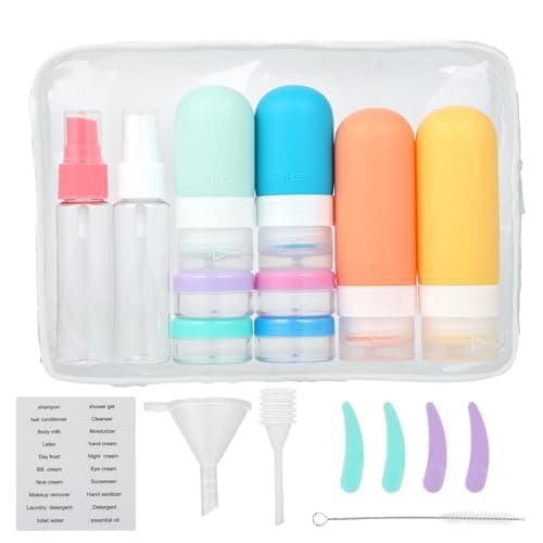 18 Pcs Travel Bottles Set Leakproof Silicone Containers Bag