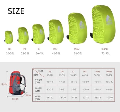 Unigear Rainproof Backpack Cover, 10-90L Waterproof Dustproof Durable Abrasion Resistant Protective Cover for Camping, Hiking, Travel, Cycling (Green, M) — view 3