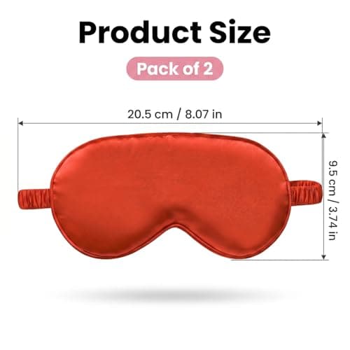 Gaomumu 2PCS Sleep Eye Mask, Soft Smooth Imitation Silk Eye Covers, Full Light Blocking Blindfold, Comfortable Adjustable Eye Shade, Suitable for Sleeping, Work, Travel & Meditation(Red) — view 2