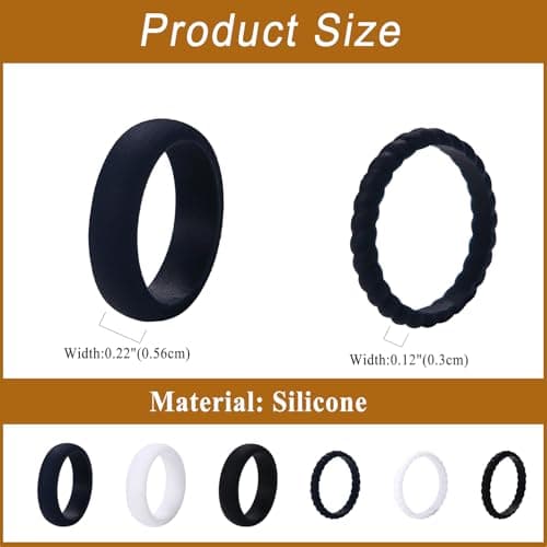 Oidea Women's Silicone Rings Set: Thin and Stackable Rubber Wedding Engagement Ring Bands Valentine's Day Gift Jewelry Gifts for Women Ladies Pack A Size 9 — view 4