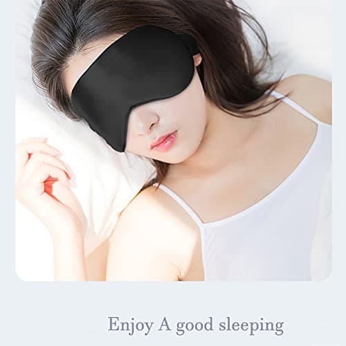 Sleep Mask 100% Mulberry Silk Eye Mask, Blinder for Total Blackout & Zero Pressure,Eye Mask for Sleeping with Travel Pouch & 2 Ear Plugs for Side Sleepers, Men & Women(Black) — view 3