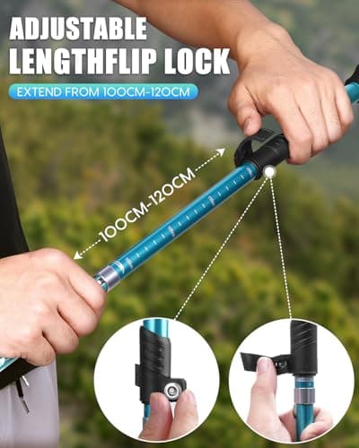 covacure Walking Poles, 7075 Aluminum Tri-fold, Adjustable Height, 2PCS — view 5