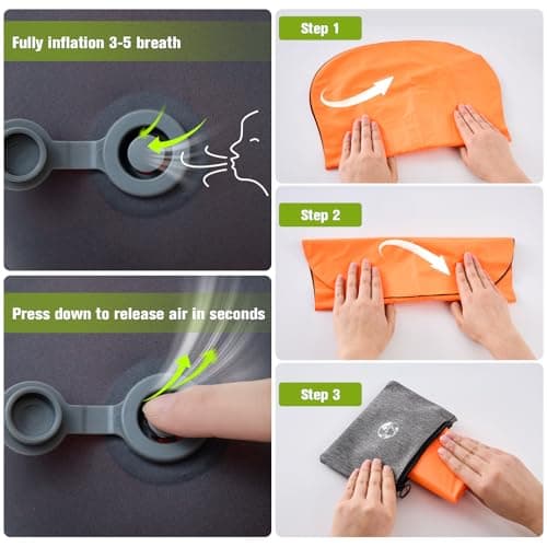 JetsCush Camping Pillow Inflatable Lightweight Travel Pillow Orange — view 5