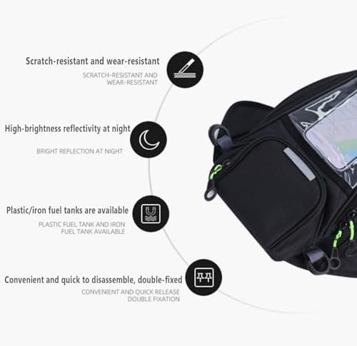 YSNFDN Motorcycle Tank Bag for Honda CBR 1100 XX CBR 1100XX, Waterproof Magnetic & Strap-On Motorcycle Fuel Tank Bag with Multi-Compartment Storage for Touring & Commuting,A — view 6