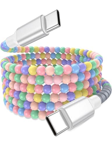 ACOCOBUY USB C to USB C Cable 2m Cute Beaded Phone Charger Cable Colorful