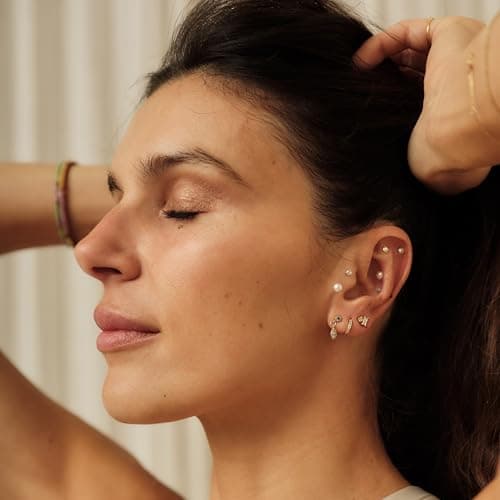 Yogi Bare 20 Soma Studs Ear Seeds Set | Acupressure, Application Tool, Vegan Leather Pouch & Guide | Stress, Sleep, Anxiety & Hormone Support | 24K Gold-Plated Auriculotherapy Kit (Swarovski Crystal) — view 4