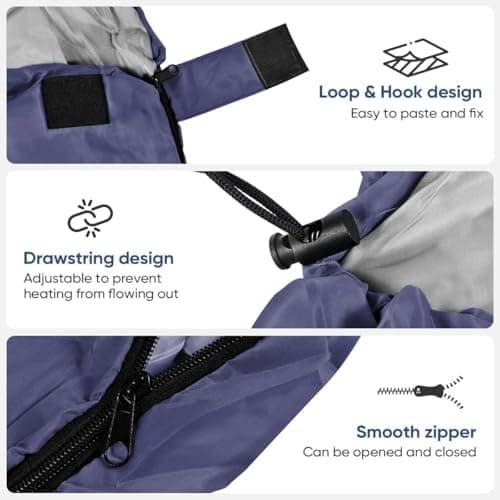 3-Season Sleeping Bag for Adults, Ultralight & Waterproof Backpacking Sleeping Bag with Compression Sack, Warm Cold Weather Camping Bag for Hiking, Outdoor Travel (Navy Blue) — view 4
