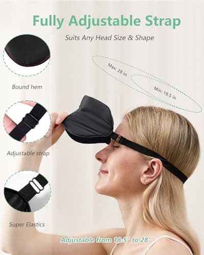 BeeVines 100% Mulberry Silk Sleep Mask, Blackout Eye Masks (Black & Green) — view 5