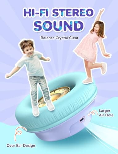 iClever BTH18 Kids Headphones Wireless with LED Lights 43H Playtime Travel — view 3