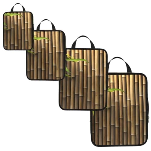 Spring Bamboo Print Compression Packing Cubes Lightweight Suitcase Organiser Bags For Holiday Business Trip — view 2