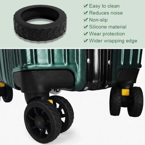 HMCEY 8 x Protective Suitcase Wheel Covers, Luggage Wheel Cover, Heavy Duty Suitcase Wheel Covers, Non-Slip Wheel Covers for Replacement, Repair – Black — view 6