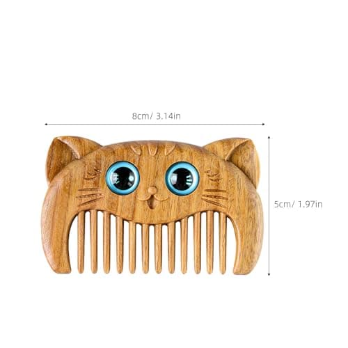 2pcs Natural Wooden Cat Design Hair Combs Travel Set — view 2