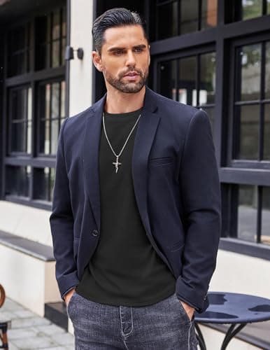 Ekouaer 3 Pack Thermal Vests for Men Long Sleeve Tops, Black/Navy/Grey S — view 3