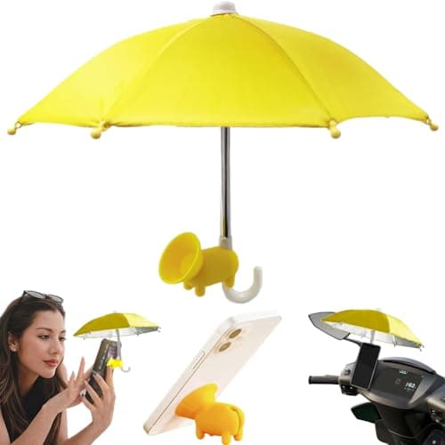 QYEHF Anti-Glare Phone Umbrella Sun Shade, Holder with Suction Plug for Car Navigation Sunscreen, Mini Sunscreen Travel Cell Phone Umbrella, Smartphone Outdoor Stand (yellow)