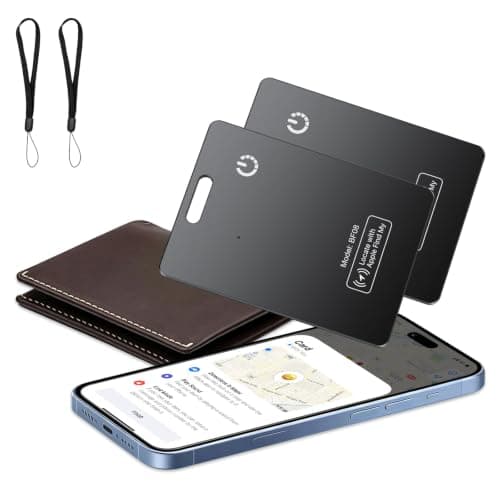 2 Pack Wallet Tracker Card [Apple MFi Certified] Air Tracker Tag (iOS only), IP68 2.7mm in Rechargeable Smart Card Work with Apple Find My, Keys Finder and Item Locator for Passport, Bags,Laptop,Black