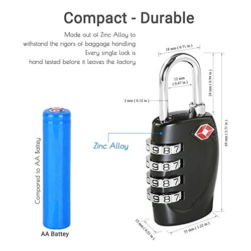 CFMOUR Suitcase Locks, TSA Approved Luggage Locks, 4-dial, Black, 2 Pcs — view 4