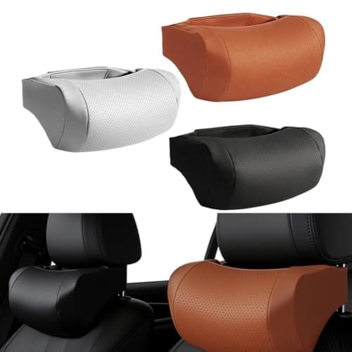 Car Neck Pillow Memory Foam - Ergonomic Cervical Support for Pain Relief & Fatigue Reduction - Breathable Headrest Cushion with Adjustable Straps for Wide Fit(White) — view 5