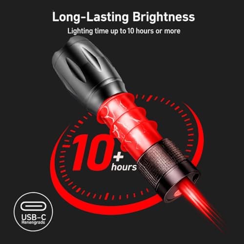 POCKETMAN 2 in 1 Red and White Rechargeable Flashlight, High Brightness Adjustable Zoom, Waterproof Portable LED Flashlight, Suitable for Night Observation, Outdoor Travel — view 6