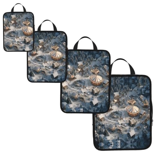 Winter Wonderland Print 4 Set Expandable Packing Organizers For Luggage Suitcase Travel Accessories — view 2