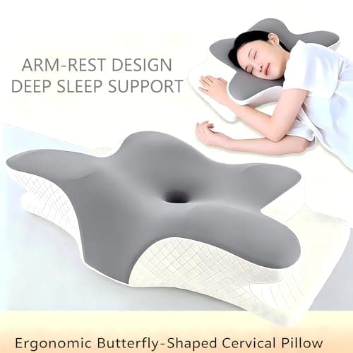 Cervical Memory Foam Pillow, Orthopedic Neck Support Contour Pillow for Side & Back Sleepers, Available in 7 cm and 12 cm Heights, Washable Cover — view 2
