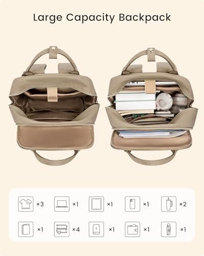 LOVEVOOK Laptop Backpack for Women with Secure Side Tumbler Holders, 15.6 inch Travel Work Rucksack for Ladies, Waterproof Large School Bag with Sturdy Handle, Chic Casual Daypack for College Teacher — view 4