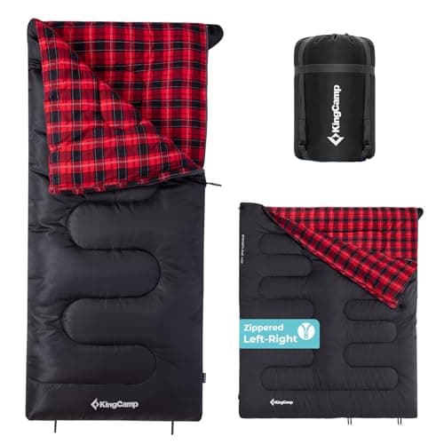KingCamp Flannel Sleeping Bag for Adults, 3-4 Season Warm Black