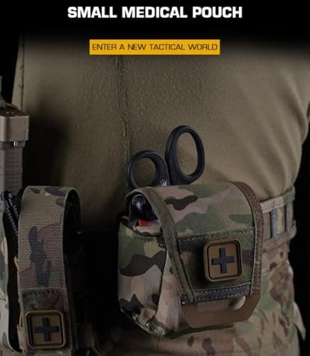 Peminkoo Outdoor Medical Kit Portable CS Combat Training Sports E-DC Tools Waist Packs MOLLE Tactical First-aid Pouch Survival Safety Bag (Khaki) — view 2