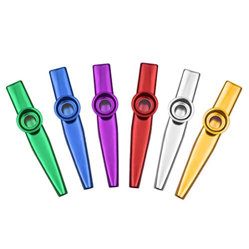 CHICIRIS Kazoo Musical Instrument Aluminum Alloy Kazoo 6pcs Easy to Play Portable 12 X 2 X 1.8cm Lightweight for Kids Adults Beginners Travel Camping Party