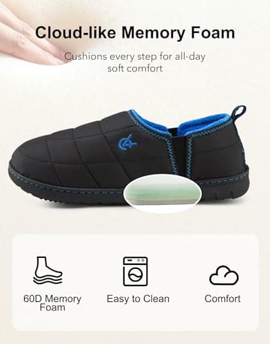 VeraCosy Men's Quilted Slippers Anti Skid Outsole Outdoor Knight Black,8-9 UK — view 4
