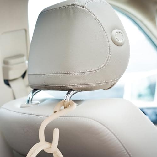 Outanaya Portable Car Headrest Hooks Flexible Hanging Organizer for Handbag Purse Coat Beige Adjustable Vehicle Storage for Rv Interior and Travel Accessories — view 4