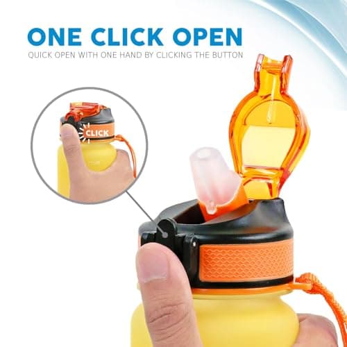Livhome 1L Leakproof Hourly Water Bottle, BPA-Free Plastic Bottle with Straw, Time-Marking Intake Tracker, Motivational Gym & Sports Hydration Bottle for Adults (Yellow/Pink) — view 4