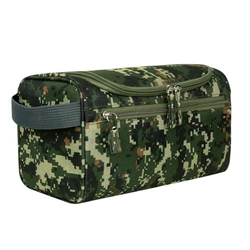 PNEUICALLY Hanging Toiletry Bag for Women and Men Traveling Makeup Large Capacity Cosmetics Portable Dopp Kit Storage Organizer Bag with Hanging Hook for Toiletries Brushes Shaving Tools, Camo Mosaic,