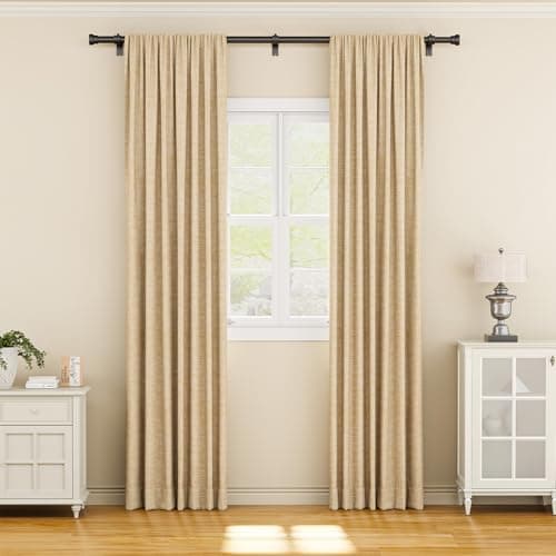 YaFex Curtain Poles 82 to 213 cm, Heavy Duty 25mm Expandable Metal Curtain Pole for Windows, Black Long Curtain Rod with Brackets for Bedroom,Living Room, Easy Installation — view 2