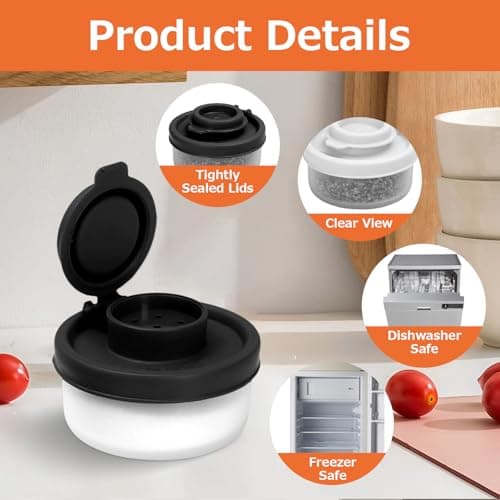 Salt and Pepper Shakers 4 Pcs Mini Travel Salt and Pepper Sets Travel Minis Camping Essentials Salt Pot with Airtight Lids Mini Seasoning Organizer for Camping Picnic Travel — view 3