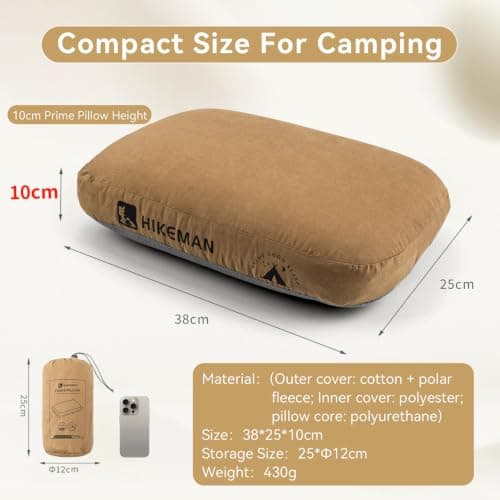 HIKEMAN Camping Memory Foam Pillow - Ultralight Travel Pillow Neck Support Pillow,Soft Ergonomic Sleeping Pillows for Camping,Car,Beach,Office (Purple) — view 4