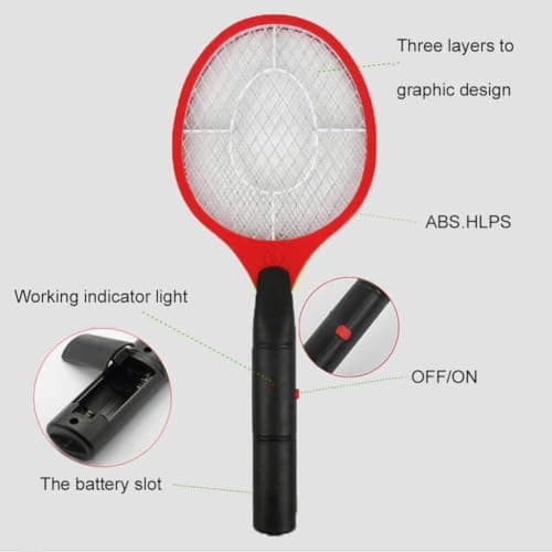 Electric Fly Swatter, Bug Zapper Racket, Battery Powered Mosquito Swatter for Indoor Outdoor Use, Handheld Fly Killer with 3-Layer Safety Mesh, Portable Insect Swatter for Camping Garden Travel(Blue) — view 4