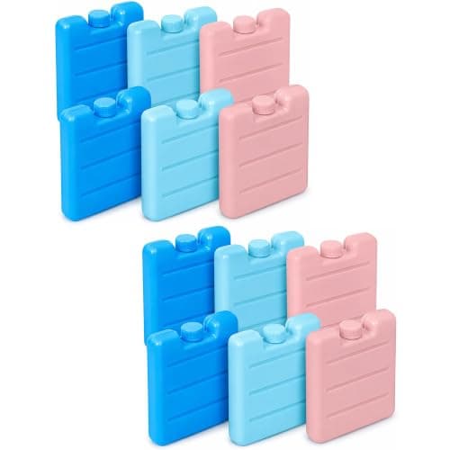 ZOPPER Freezer Blocks 8cm Mini Cooler Bags Assorted Colors Reusable Ice Packs Coolest for Hours Powerful Chillers Lunch Box Travel Picnic and Outdoor Activities Ice Brick Picnic - 12pk