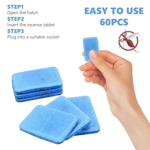 60 Pack Mosquito Repellent Tablets for Plug in, Electric Insect Killer Refill, Large Capacity for Summer Indoor Use — view 3