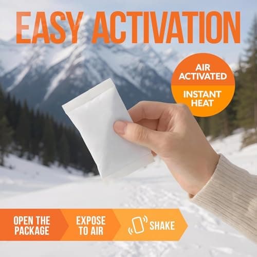 Disposable Hand Warmers Bulk Pack 50 Pairs (100 Warmers) 11+ Hour Air-Activated Hot Hands Hand Warmers Disposable - TSA Approved Pocket & Glove Warmers for Skiing (50 Pairs (100 Warmers)) — view 2